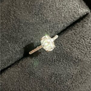 Amazing GRA Certified 2 Carat White Moissanite Diamond Solitaire with Accents.